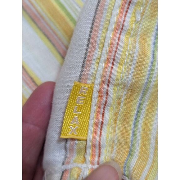 Tommy Bahama Men's Yellow Striped Long-Sleeve Linen Button-Front Shirt Size L - Picture 2 of 8